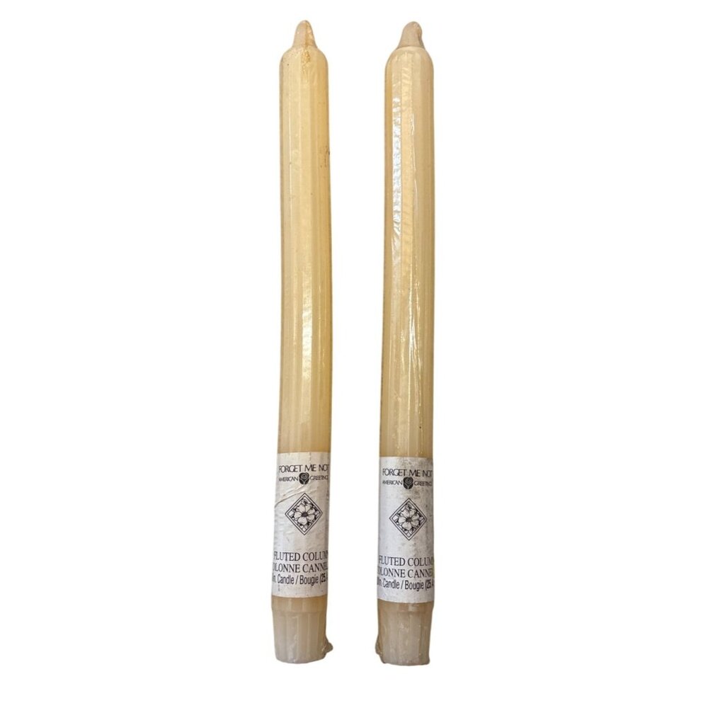 Fluted Column Ivory Taper Candles 2-Pack American Greetings 10-Inch Decorative